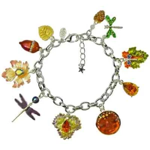 Kirks Folly Herbst Göttin Meerblick Mond Bettelarmband silberfarben orange C23 - Bild 1 von 2