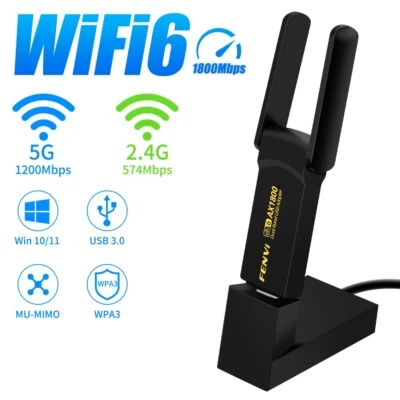 FU-AX1800 Pro WiFi 6 USB 3.0 Card Dual Band 1800Mbps MT7921 Wireless USB Adapter - Image 1 of 4