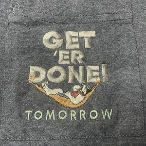 Vintage Big Dogs Get ‘Er Done Tomorrow Langarm blau Tasche T-Shirt Gr. L - Bild 1 von 10