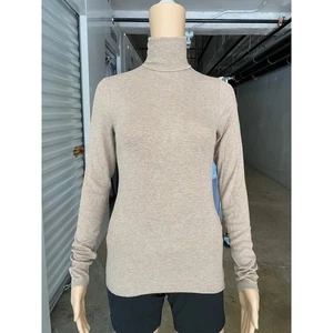 Polo Ralph Lauren Rollkragen Oberteil Damen M Beige Langarm Strick Gerippt - Bild 1 von 10