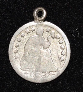 1854 Seated Liberty Half Dime 10 C Love Token - Picture 1 of 2