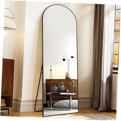 Arched Full Length Mirror with Stand, 57"x20" Free-Standing 57"L x 20"W Black - Image 1 of 4