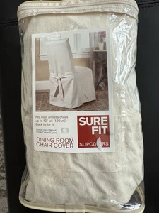 Funda Silla Comedor Sure Fit Algodón Pato Natural 42" Alto - Imagen 1 de 2