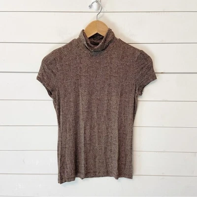 Ralph Lauren | Vintage Cowl Neck Short Sleeve Herringbone Stretchy Top Size SP - Image 1 of 4