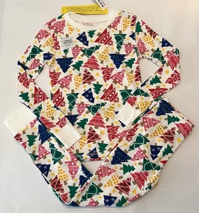 Antiguo Pijama de Navidad Azul Marino Niñas Talla 8 Pijama Pantalones Camisa 2 Piezas Conjunto Árboles Nuevo - Imagen 1 de 2