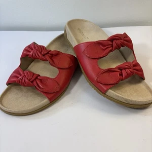 Vionic Elara Fruit Punch rote geknotete Damen-Leder-Pantoletten Größe 7,5 Fehler - Bild 1 von 8