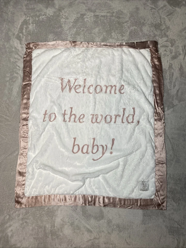 LITTLE GIRAFFE Baby Blanket Dusty Pink Welcome To The World Luxe Lovey 29"x35" - Image 1 of 4