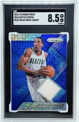 Parche Scottie Pippen SGC 8.5 2014-15 Prizm Blue Mojo Jersey Holo Salón #24 Blazers Foto 1 de 2