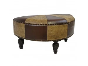 International Caravan YWLF-2333-MX Faux Leather Half Moon Ottoman - Picture 1 of 1