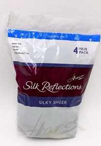 Hanes Silk Reflections Silky Sheer Control Top Sheer Toe 4 PACK BLACK SZ EF - Picture 1 of 2