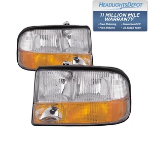 Headlights Halogen w/Fog Set Pair Fits 98-04 GMC Sonoma / 98-01 Jimmy Bravada - Picture 1 of 7