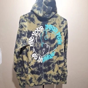 NEFF Mens small  Sweatshirt Hoodie Tie Dye Green Black Pull Over Skate Y2K (E) - Picture 1 of 3