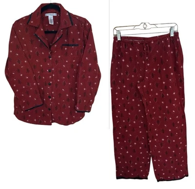 Juego de Pijama Ellen Tracy Mujer Árbol Estrella Rojo Negro Navidad. Mujer talla pequeña. Foto 1 de 4