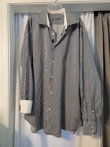 Robert Graham Mens Size XL/XXL black White Stripe With White Embroide Flip Cuff - Picture 1 of 11