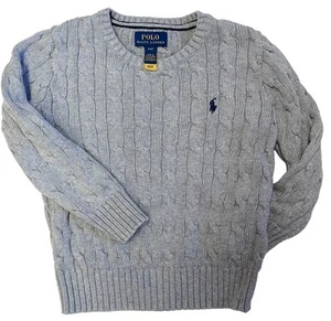 Polo Ralph Lauren Boys Cable Pullover Sweater Little Kids Sz 4T Grey Pre-owned - Picture 1 of 2