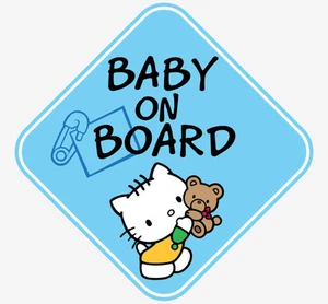 BLUE BOY HELLO KITTY BABY ON BOARD WINDOW DECAL STICKER VINYL GRAPHICS - Bild 1 von 1