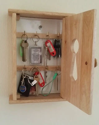 Apollo Hevea Wood Key Cupboard, Key Shape, Wall Mounted Keys Cabinet/ Holder - Image 1 of 4