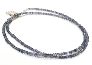 Natural Iolite Faceted 3-4 mm. Rondell Beads Necklace - Picture 1 of 4