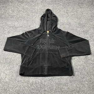 Apple Bottoms Jacket Women XL Black Y2K Velvet Velour Tracksuit Preppy Nostalgic - Picture 1 of 15
