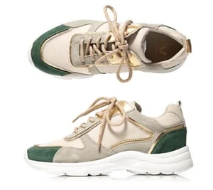 VIA MILANO Damen-Sneaker echt Leder Mesh Grau Gr.37 - Bild 1 von 2
