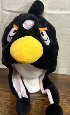 Angry Birds Black Bomb Bird Plush Novelty Winter Hat With Ear Flaps - Image 1 of 4