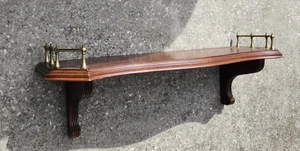 Vintage Ethan Allen Georgian Court Cherry Wood 24” Wall Shelf Brass Rails plate - Picture 1 of 18