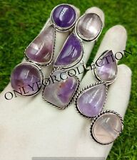 Trendy Natural Amethyst Gemstone 925 Sterling Silver Plated Wholesale Lot Rings