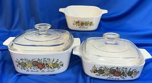 3 vtg Corning Ware Spice/Life casseroles: Le Persil, L'Echalote, LePersilLaSauge - Picture 1 of 22