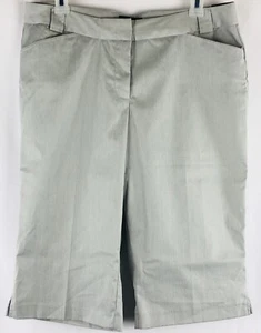 Pantalones capri Danielle B para mujer talla 10 gris blanco a rayas bolsillos elásticos - Imagen 1 de 8