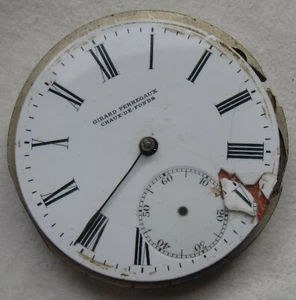 Girard Perregaux Pocket watch movement & enamel dial balance broken stem to 3 - Picture 1 of 8