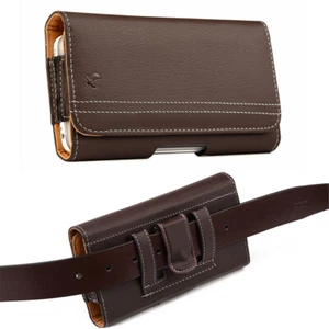 Brown Horizontal Matte Belt Clip Phone Holster For iPhone 16 / 16 Pro / 15 Pro - Picture 1 of 6