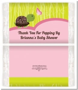 Baby Turtle Pink - Personalized Baby Shower Popcorn Wrappers -Set of 12 - Picture 1 of 4