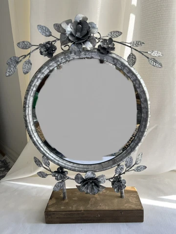 Farmhouse Tole Flowers Vanity Or Dressing Table Mirror Cover