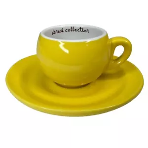 Espressotasse italienische dänische Sammlung Kaffeetasse & Untertassenteller gelb weiß - Bild 1 von 4