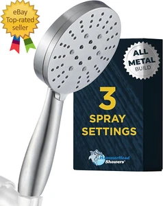 ® ALL METAL 3-Spray Hand Held Shower Head, Brushed Nickel | Select from Wide, Ma - Picture 1 of 12