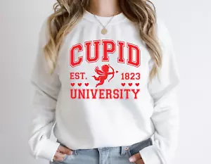 Cupid University Sweatshirt, Cute Valentine's Day Shirt, Funny College Sweatshir - Picture 1 of 1