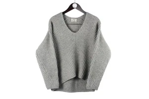 Acne Studios Deborah L-Wollpullover Damen Oversize grau V-Ausschnitt Pullover - Bild 1 von 5