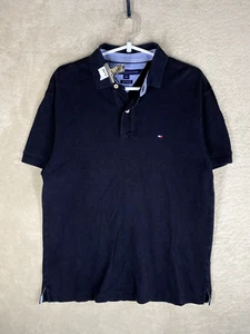 Tommy Hilfiger Casual Formal Polo T-Shirts Top Size M Mens Black Logo - Picture 1 of 11