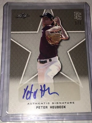 PETER HEUBECK 2020 LEAF PERFECT GAME SILVER BLANK BACK AUTOGRAPH #1/1 DODGERS - Image 1 of 3