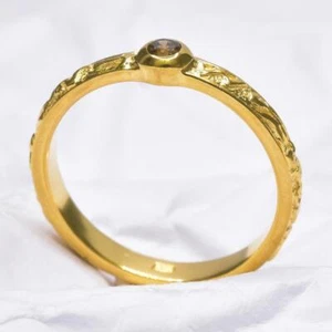 Diamond Ring 0.08ct US size 7 Gold Vermeil Sterling Silver Genuine Natural 2.26g - Picture 1 of 9