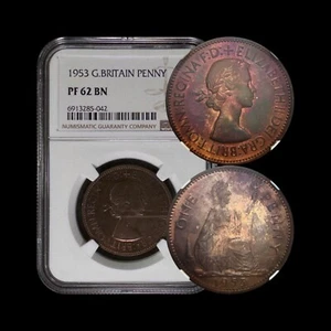 GREAT BRITAIN. 1953, 1 Penny - NGC PR62 - Seated Britannia RARE Toned 042 ๐ - Picture 1 of 7