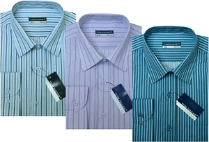 Camisas a Rayas Manga Larga Informales PoliAlgodón Abotonadas con Bolsillo por Tom Hagan - Imagen 1 de 7