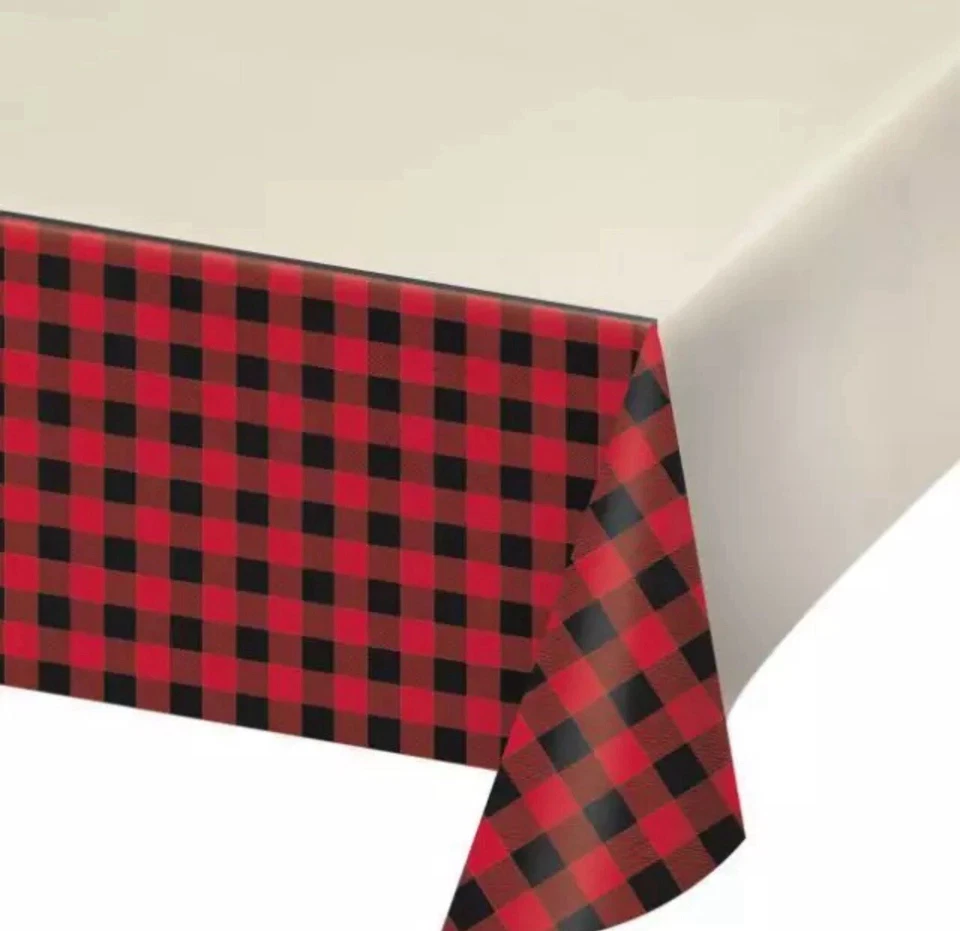 Buffalo Plaid Plastic Banquet Tablecloth Fall Christmas Party Decorations - Image 1 of 1