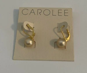 White Pearl Dangle Drop Earrings Sterling Silver Cultured Freshwater Lv177 - Picture 1 of 12