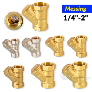 Schmutzfilter Messing Schrägsitz Muffenschmutzfänger Schmutzsieb 1/4 - 2 Zoll - Picture 1 of 11