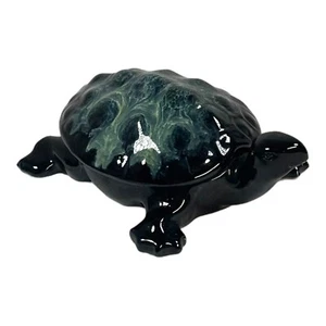 Van Briggle American Art Pottery Turtle Trinket Box Green Drip Clay Shell Lid 6” - Picture 1 of 16