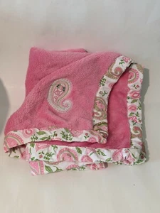 Trend Lab Baby Blanket Girl Fleece Soft Pink Green Paisley Floral Flower Trim - Picture 1 of 8
