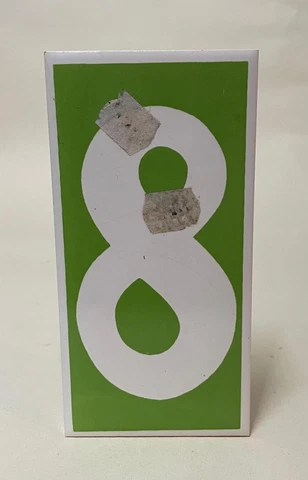Design Council London 1960s 70s Pottery Number Tile - No. 8 - Lime Green & White Cover