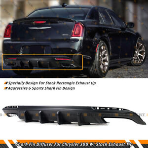 For 2015-2023 Chrysler 300 Shark Fin Rear Diffuser W/ Rectangle Exhaust Opening