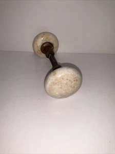 Vintage White Porcelain Door Knobs with Spindle , 2.25" Diameter Rusty! - Picture 1 of 6